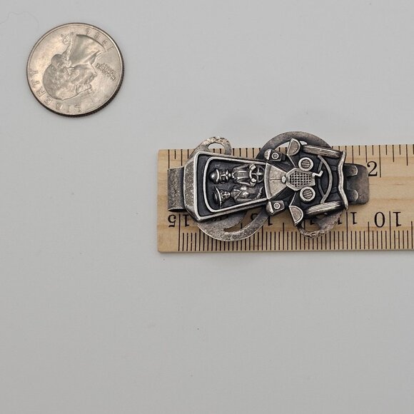 VTG Money Clip Pewter Silver Romantic Couple Old Automobile Belt Pocket Gift - Picture 10 of 11